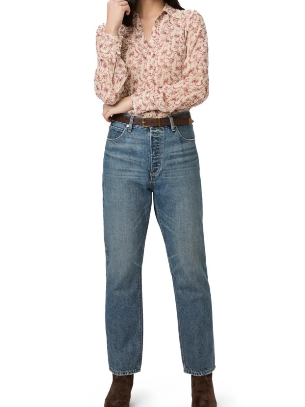 PAIGE Billy High Waist Crop Straight Leg Jeans in Signature - Picture 2 of 4